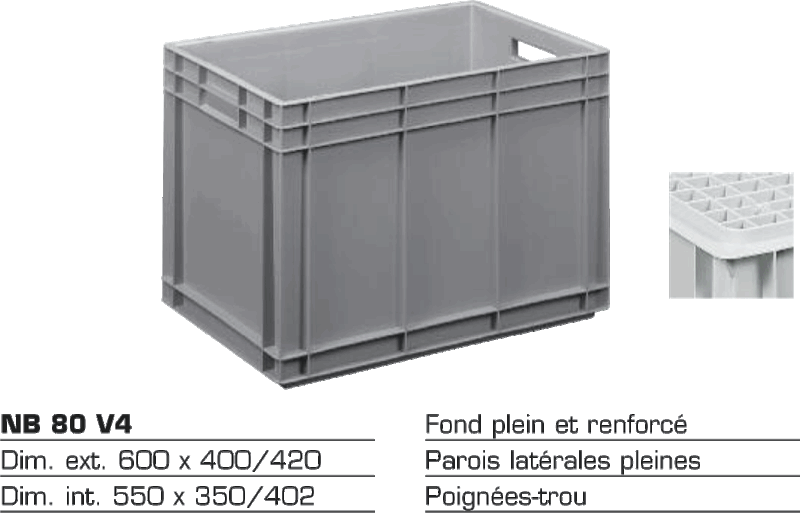 Bac de stockage plastique renforcé NB 80 V4 — pvc