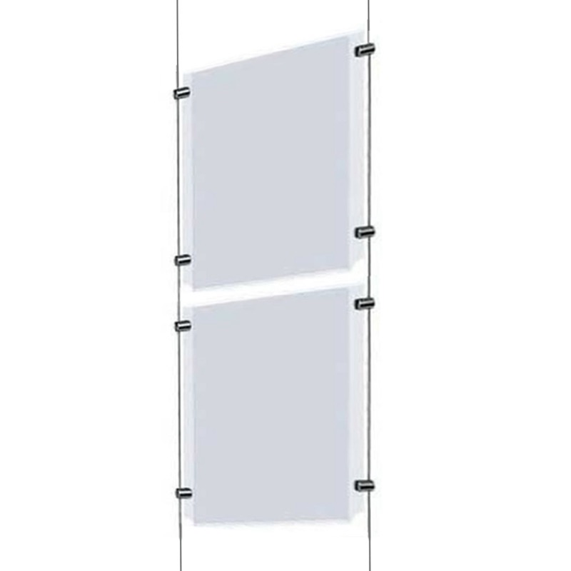 Kit d'affichage 2 A3 vertical plexiglas suspendu par câble — plexiglas, format A3