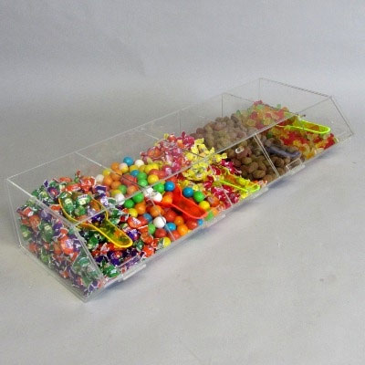 Présentoir alimentaire plexiglas 5 compartiments — plexiglas, 5 compartiments