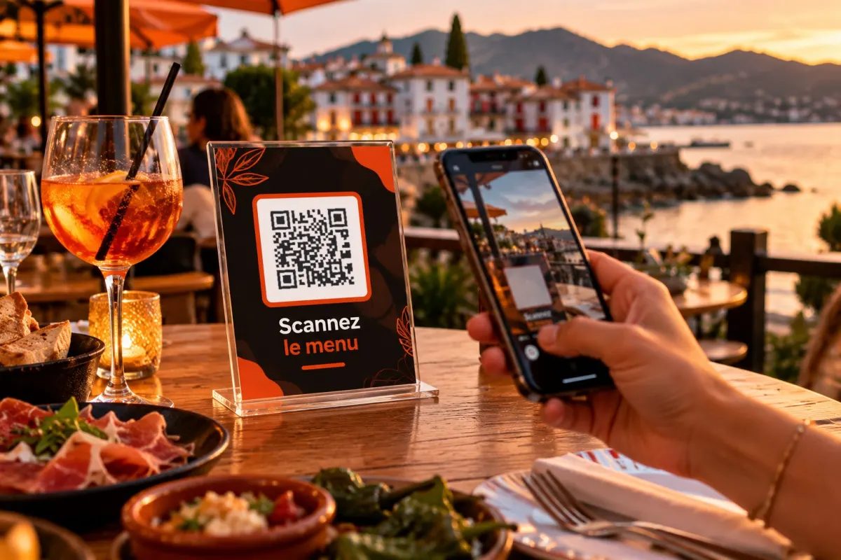 QR code sur une table de terrasse — Paynelia Connect
