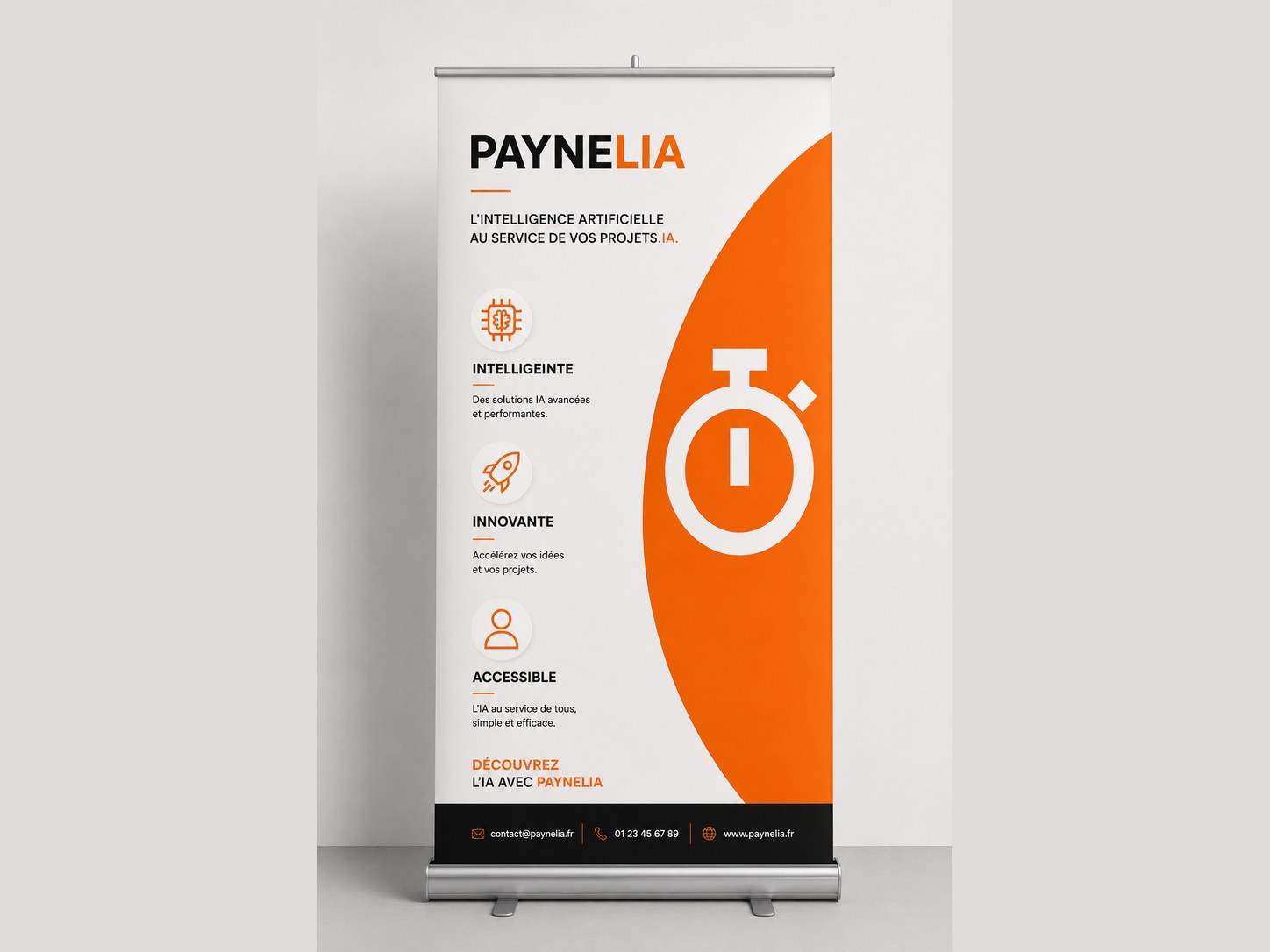 Roll-up personnalisé, structure enrouleur et housse de transport — Paynelia