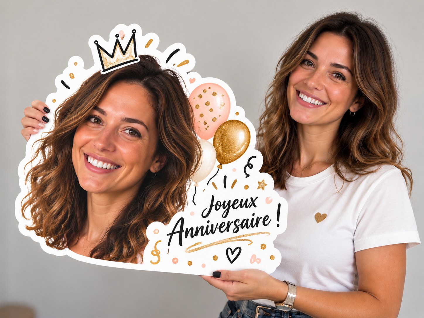 Silhouette photo d&eacute;coup&eacute;e Joyeux anniversaire, PVC 3 mm