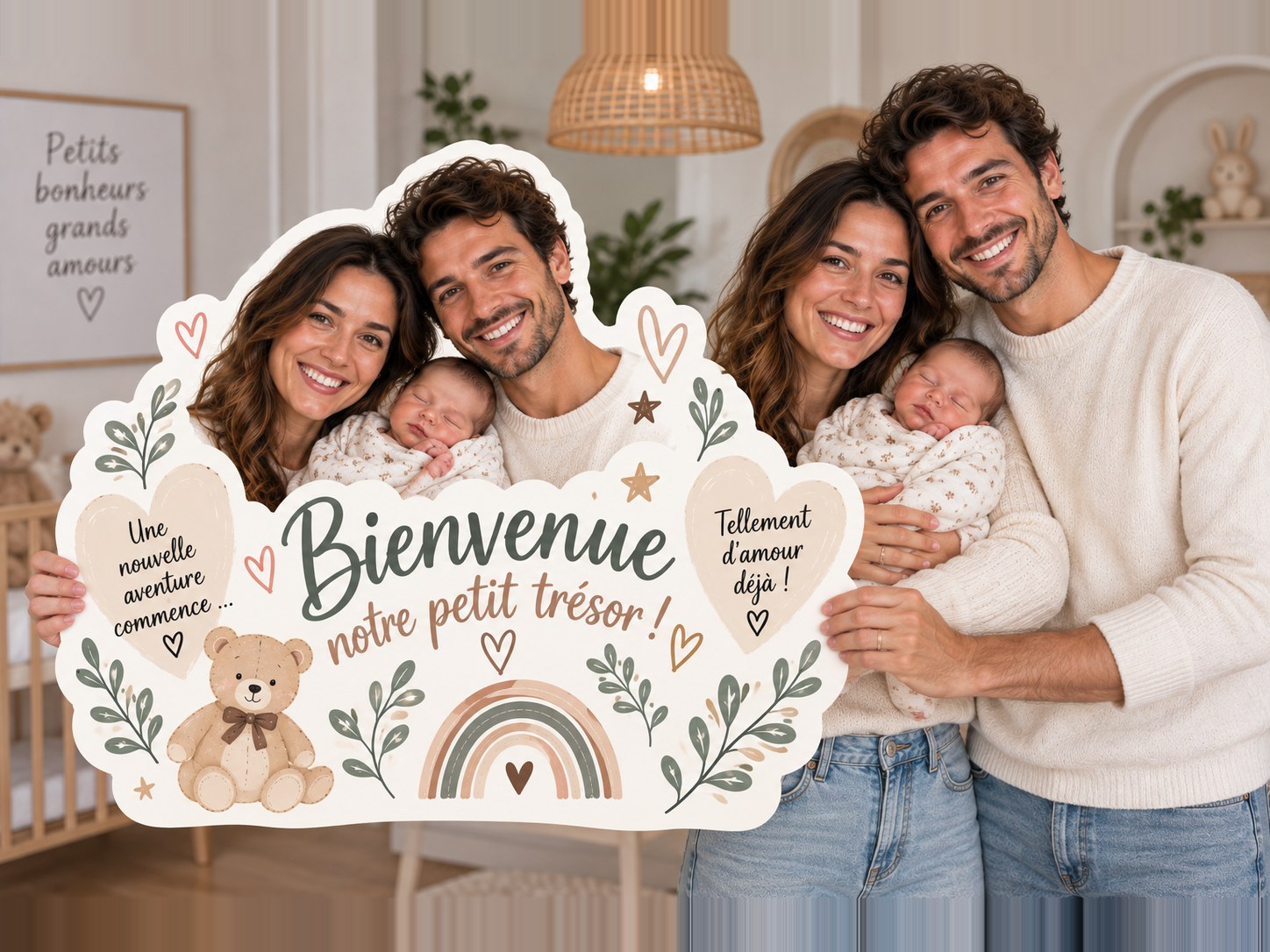 Silhouette photo d&eacute;coup&eacute;e Bienvenue naissance, PVC 3 mm
