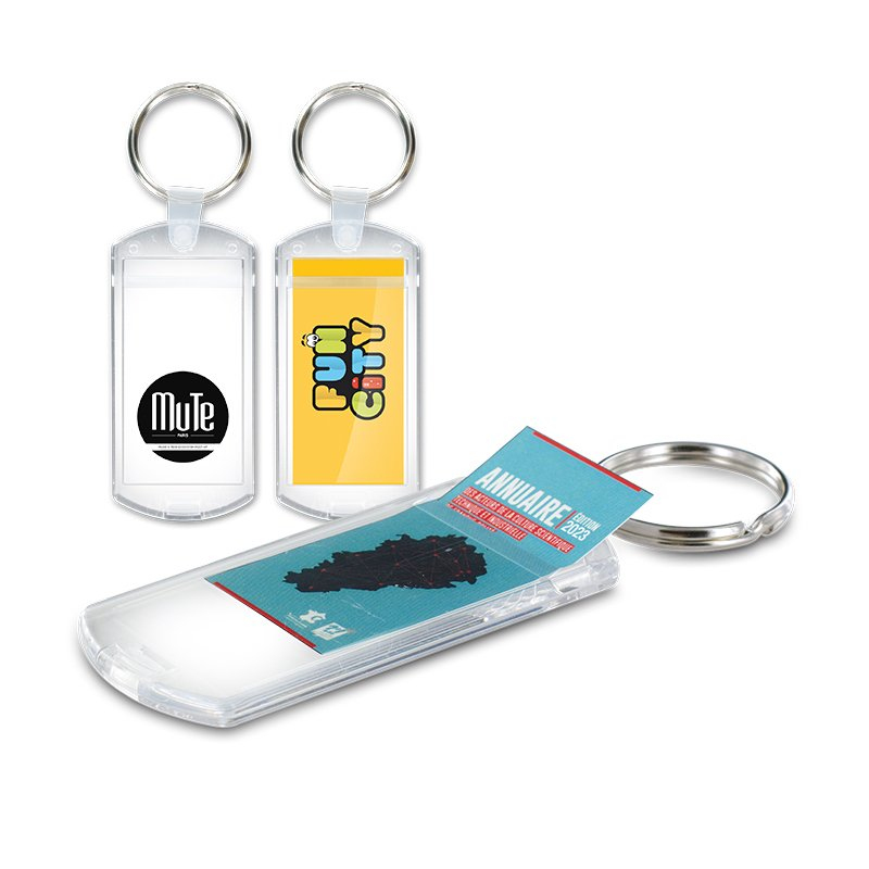 Porte-clés transparent porte-étiquette personnalisé — anneau 25 mm personnalisable